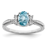 Sterling Silver Rhodium Diam. & Light Blue Topaz Ring - QR-6B942D86-7633