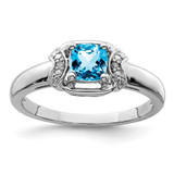 Sterling Silver Rhodium Diam. & Light Blue Topaz Ring - QR-C24C475B-6825
