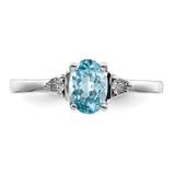 Sterling Silver Rhodium Diam. & Light Blue Topaz Ring - QR-D39A6895-5946