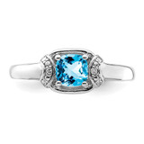 Sterling Silver Rhodium Diam. & Light Blue Topaz Ring - QR-F6BD2AC4-9527