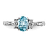 Sterling Silver Rhodium Diam. & Light Blue Topaz Ring - QR-F72F100A-3313