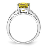 Sterling Silver Rhodium Diam. & Oval Lemon Quartz Ring