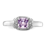 Sterling Silver Rhodium Diam. & Pink Quartz Ring - QR-AB36B860-2125