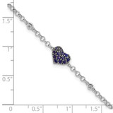 Sterling Silver Rhodium Diam. & Sapphire Heart Bracelet - QD-893811D3-7610