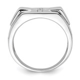 Sterling Silver Rhodium Diam. Cross Signet Ring - QR-51A28A07-1181