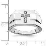 Sterling Silver Rhodium Diam. Cross Signet Ring - QR-75543BA2-7805