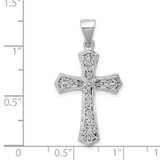 Sterling Silver Rhodium Diamond Cross Pendant - QD-9B82771F-3717
