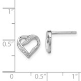 Sterling Silver Rhodium Diamond Heart Post Earrings - QD-92EBE06D-5004