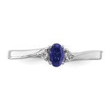 Sterling Silver Rhodium Diamond/Created Blue Sapphire Birthstone Ring - QB-F9F722CA-8583
