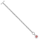 Sterling Silver Rhodium Engraveable Enamel Disc Medical ID Bracelet - XS-39E51A9B-8376