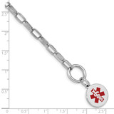 Sterling Silver Rhodium Engraveable Enamel Disc Medical ID Bracelet - XS-39E51A9B-8376