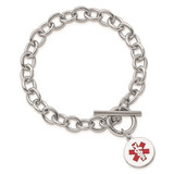 Sterling Silver Rhodium Engraveable Enamel Disc Medical ID Bracelet - XS-5ACAD3BA-7556
