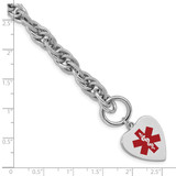 Sterling Silver Rhodium Engraveable Enamel Heart Medical ID Bracelet - XS-3B7764FE-4246
