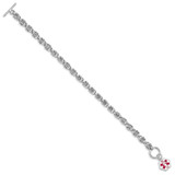 Sterling Silver Rhodium Engraveable Enamel Hexagon Medical ID Bracelet - XS-037959D9-5187