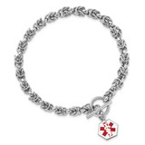 Sterling Silver Rhodium Engraveable Enamel Hexagon Medical ID Bracelet - XS-037959D9-5187