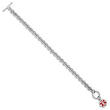 Sterling Silver Rhodium Engraveable Enamel Hexagon Medical ID Bracelet - XS-09E77B9F-3906