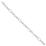 Sterling Silver Rhodium Freshwater Cultured Pearl Bracelet