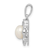 Sterling Silver Rhodium FW Cultured Pearl & Diamond Pendant - QD-9B3AF34C-1700