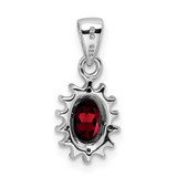 Sterling Silver Rhodium Garnet & Diamond Pendant - QD-175C0706-1601