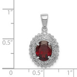 Sterling Silver Rhodium Garnet & Diamond Pendant - QD-64415CF8-9936