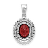Sterling Silver Rhodium Garnet & Diamond Pendant - QD-64415CF8-9936
