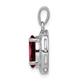 Sterling Silver Rhodium Garnet & Diamond Pendant - QD-BD59D306-6483