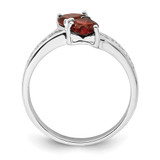 Sterling Silver Rhodium Garnet Heart Ring - QD-62B6AA56-4616