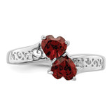 Sterling Silver Rhodium Garnet Heart Ring - QD-62B6AA56-4616