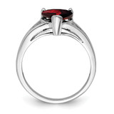 Sterling Silver Rhodium Garnet Ring - QD-52BF670C-6022