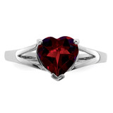 Sterling Silver Rhodium Garnet Ring - QD-52BF670C-6022