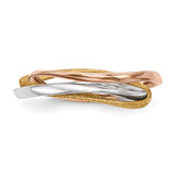 Sterling Silver Rhodium Gold & Rose Gold-plated Intertwined Ring - QR-ECBEC4E9-8246