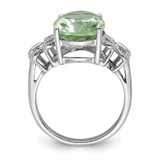Sterling Silver Rhodium Green Quartz & Diamond Ring - QD-951FF246-7951