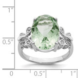 Sterling Silver Rhodium Green Quartz & Diamond Ring - QD-FDB20DBD-7547