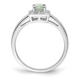 Sterling Silver Rhodium Green Quartz Diam. Ring - QR-0EF595FA-2363