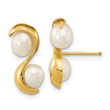 14k 4-5mm White Rice Freshwater Cultured Pearl Post Earrings