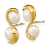 14k 4-5mm White Rice Freshwater Cultured Pearl Post Earrings