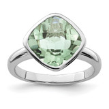 Sterling Silver Rhodium Green Quartz Ring - QR-3C32102A-1710