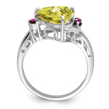 Sterling Silver Rhodium Lemon Quartz & Rhodolite Garnet Ring - QR-67366195-8548