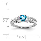 Sterling Silver Rhodium Light Swiss Blue Topaz & Diam. Ring - QR-720D9C39-3546