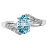Sterling Silver Rhodium Light Swiss Blue Topaz & Diamond Ring - QD-237F19D4-1710