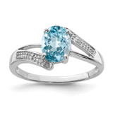 Sterling Silver Rhodium Light Swiss Blue Topaz & Diamond Ring - QD-6D675F83-1345