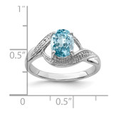 Sterling Silver Rhodium Light Swiss Blue Topaz & Diamond Ring - QD-A9908B16-4969