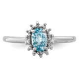 Sterling Silver Rhodium Light Swiss Blue Topaz Diamond Ring - QD-9E194E24-7250