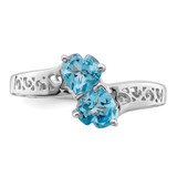 Sterling Silver Rhodium Light Swiss Blue Topaz Heart Ring - QD-9C022880-3550