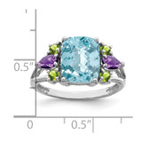 Sterling Silver Rhodium Light Swiss Blue Topaz, Amethyst & Peridot Ring - QR-7086CA1A-1372