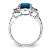 Sterling Silver Rhodium London Blue Topaz, Amethyst & Diam. Ring - QR-DF6BF265-2104