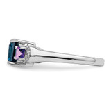 Sterling Silver Rhodium London Blue Topaz, Amethyst & Diam. Ring - QR-FF7B33B2-5543