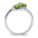 Sterling Silver Rhodium Peridot & Diamond Heart Ring - QD-C344E7A9-2464