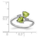 Sterling Silver Rhodium Peridot & Diamond Heart Ring - QD-C344E7A9-2464