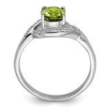 Sterling Silver Rhodium Peridot & Diamond Ring - QD-4A7542D4-1607
